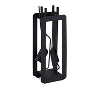Relaxdays Set de 5 accesorios de chimenea en negro negro