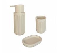 Relaxdays Accesorios de baño 3 pcs beige