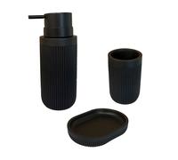 Relaxdays Accesorios de baño 3 pcs negro