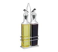 Relaxdays Aceitera y Vinagrera, Botellas Cristal de 300 ml, Boquilla, Aceite Oliva, Vinagreta, 2 Aceiteras, Transparente