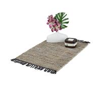 Relaxdays Alfombra artesanal de 60 x 110 cm negro,gris