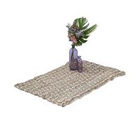 Relaxdays Alfombra Artesanal Yute Diseño Cruces, Tapete Fibras Naturales, Cocina, Pasillo, Salón, 60x90 cm, Beige/Crema