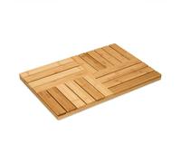 Relaxdays Alfombra de baño de bambú marrón claro