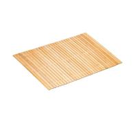 Relaxdays Alfombra de baño de bambú 80x50 cm blanco,marrón claro