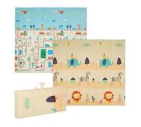 Relaxdays Alfombra bebé plegable animales y calles blanco,azul,naranja