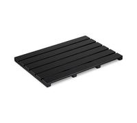 Relaxdays Alfombra de Baño de Bambú, 54 x 36 cm, Alfombrilla Antideslizante para Ducha Interior y Exterior, Sauna, Negro