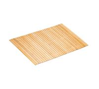 Relaxdays Alfombra de baño de bambú 80x50 cm blanco,marrón claro