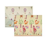 Relaxdays Alfombra bebé plegable animales y coches blanco,amarillo,rosa