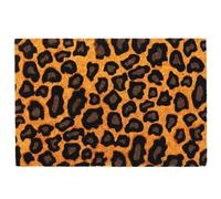 Relaxdays Alfombra de Coco 60x40, Estampado Leopardo, Multicolor | Antideslizante, resistente al clima, interior/exterior