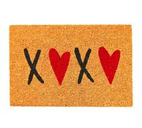 Relaxdays Alfombra de Coco 60x40, Felpudo XOXO Antideslizante, Resistente Intemperie, Interior/Exterior, Multicolor