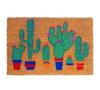 Relaxdays Felpudo coco plantas 60x40 cm verde oscuro,marrón claro,rojo