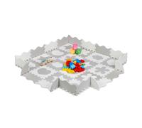 Relaxdays Alfombra de puzle bebé 52 piezas y borde blanco,gris
