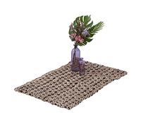 Relaxdays Alfombra Hecha a Mano Yute Cruces, Tapete Fibras Naturales, Cocina, Pasillo, Salón, 60 x 90 cm, Negro y Beige