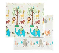Relaxdays Alfombra juego niños plegable animales blanco,amarillo,gris