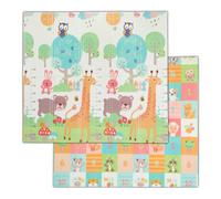 Relaxdays Alfombra juegos niños animales plegable blanco,azul,verde