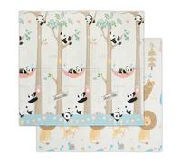 Relaxdays Alfombra juegos niños con animales blanco,azul,marrón