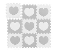 Relaxdays Alfombra puzle de 18 piezas corazón blanco,gris
