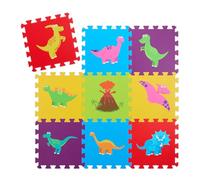 Relaxdays Alfombra Puzzle, Alfombrilla de Juego 3 x 3, Dinosaurios, Esterilla Gateo, Gomaespuma sin BPA, Multicolor, 86x86cm