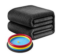 Relaxdays Alfombrilla para Piscina, Ø 2 m, Fieltro, Protector de Suelo, Antideslizante, Recortable, Duradera, Negra