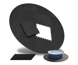Relaxdays Alfombrillas para Piscina, 17 Piezas, Ø200 cm, Negro | 1,2 cm espuma EVA, redondas encajables, protector suelo