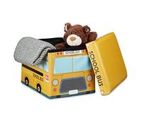 Relaxdays Puff almacenaje de juguetes azul,amarillo,gris