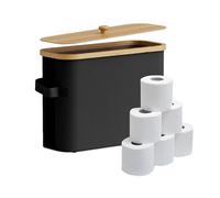 Relaxdays Almacenamiento de Papel higiénico, 12 Rollos, HBT: 33 x 45 x 16 cm, Textil, bambú, Caja, Negro