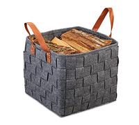 Relaxdays Almacenamiento, Organizadora Plegable Almacenaje, Cesta Fieltro Asas, 29x31x31cm, Gris Oscuro