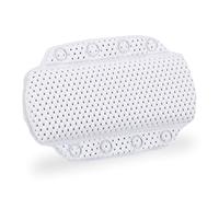 Relaxdays Almohada Bañera con Ventosas, Cojín Baño, Reposacabezas, Hidromasaje, Gomaespuma, 19,5 x 30,5 x 3,5 cm, Blanco