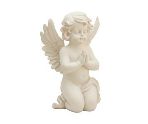 Relaxdays Ángel funerario Rezando en Piedra Artificial, Resistente a Intemperie, heladas y UV, 36x22,5x18 cm, Crema