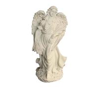 Relaxdays Ángel para Tumba XXL en Piedra Artificial Resistente a la Intemperie, heladas y UV, 46.5×23×14 cm, Crema