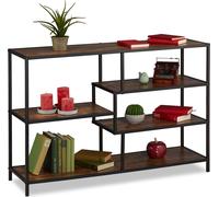Relaxdays, aparador de estilo industrial, con 5 estantes, aspecto de madera, diseño vintage, dimensiones: 79 x 115 x 33 cm, color /marrón oscuro