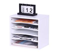Relaxdays Archivador, 5 compartimentos, soporte de documentos HBT: 33 x 35,5 x 25 cm, organizador moderno de PB, blanco