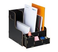Relaxdays Archivador con 3 compartimentos y caja negro