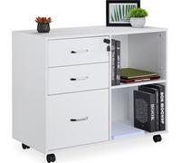 Relaxdays, archivador con cajones y estantes, color blanco y plateado