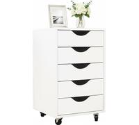 Relaxdays, archivador con ruedas, 5 cajones, color blanco