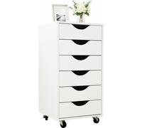 Relaxdays, archivador con ruedas, 6 cajones, color blanco