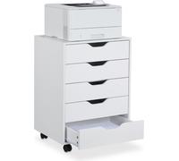 Relaxdays, archivador con ruedas y cajones, color blanco y
