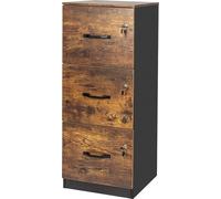 Relaxdays Archivador de 3 Cajones con Llave, HBT 103x40x40cm, Negro/Marrón