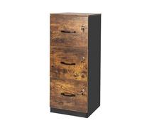 Relaxdays Archivador de 3 Cajones con Llave, HBT 103x40x40cm, Negro/Marrón