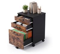Relaxdays Cajonera con Ruedas, 3 cajones, Negro/marrón