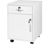 Relaxdays Cajonera con ruedas y cerradura blanco,negro,plata