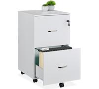 Relaxdays Mueble archivador con ruedas blanco,negro,plata