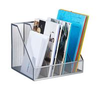 Relaxdays Archivador vertical con 4 espacios plata