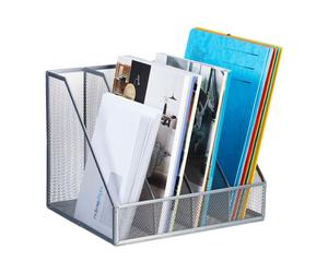Relaxdays Archivador vertical con 4 espacios plata