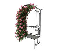 Relaxdays Arco de rosas con banco negro