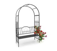Relaxdays Arco de rosas con banco negro