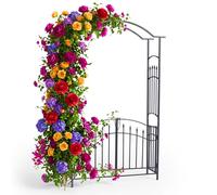 Relaxdays Arco de rosas con puerta negro