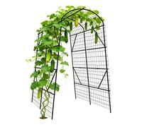 Relaxdays Arco metálico con malla para pepinos verde oscuro,negro