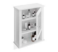 Relaxdays Armario Baño de Pared, Mueble WC Colgante, 3 Compartimentos, Puerta con Cristal Acrílico, 52x42x18 cm, Blanco
