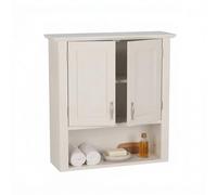 Relaxdays Armario Colgante con 3 estantes, Doble Puerta, Estilo campestre, 62x58x20 cm, Blanco